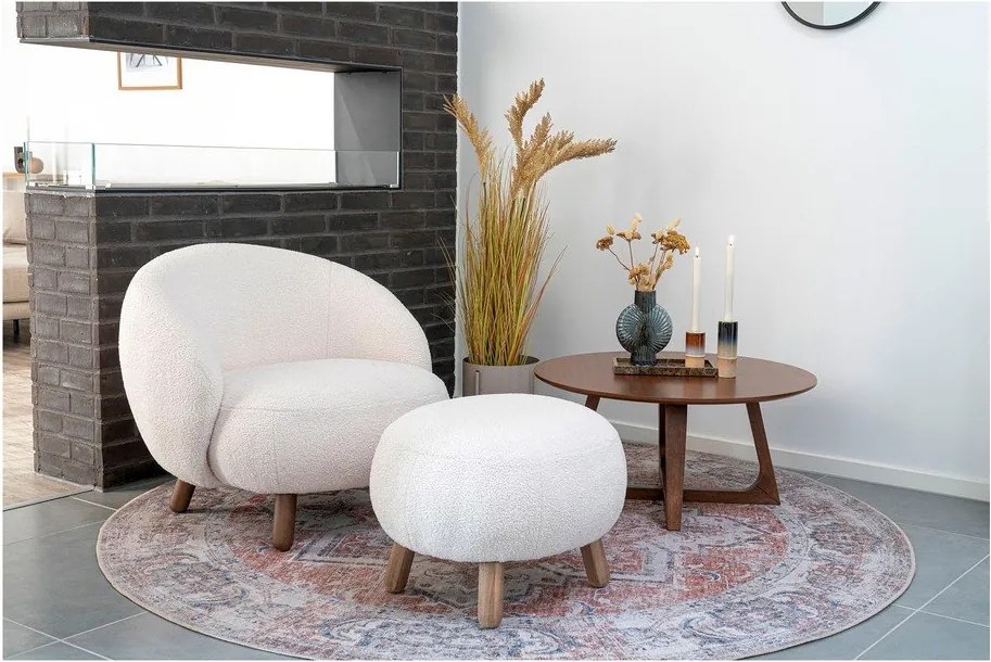 Кремав фотьойл с табуретка Savona – House Nordic