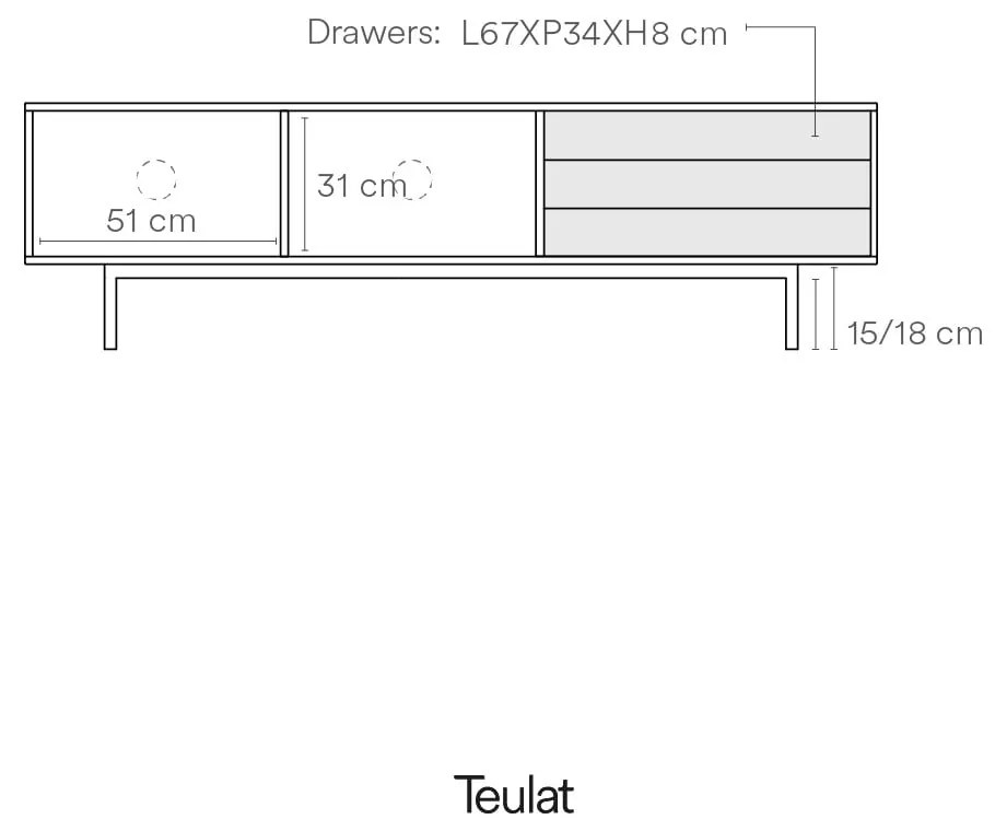 Сива/естествена маса за телевизор от декор от дъб 180x52 cm Sierra – Teulat