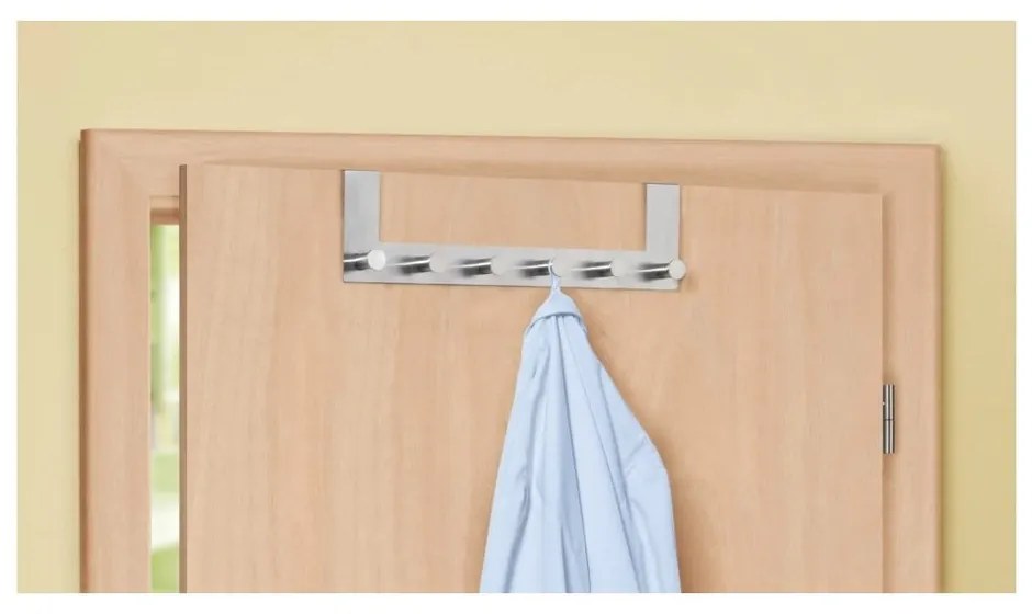 Сребриста матова закачалка за врата с 6 кукички Celano - Wenko