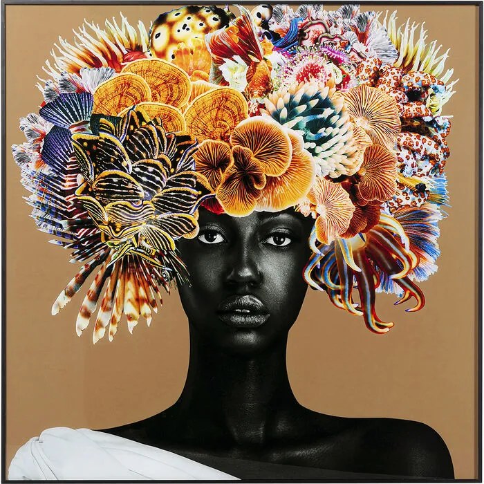 Арт.55422 Картина Flower Hair 120x120cm