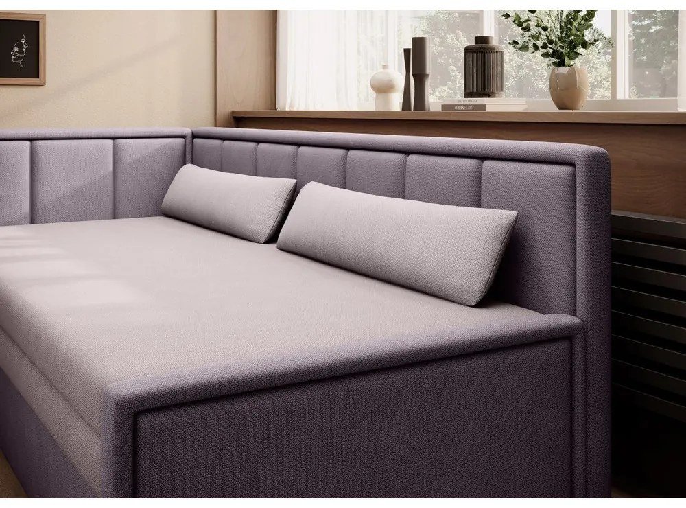 Розов шенилов сгъваем/с място за съхранение диван 214 cm Fulgeo – ELTAP