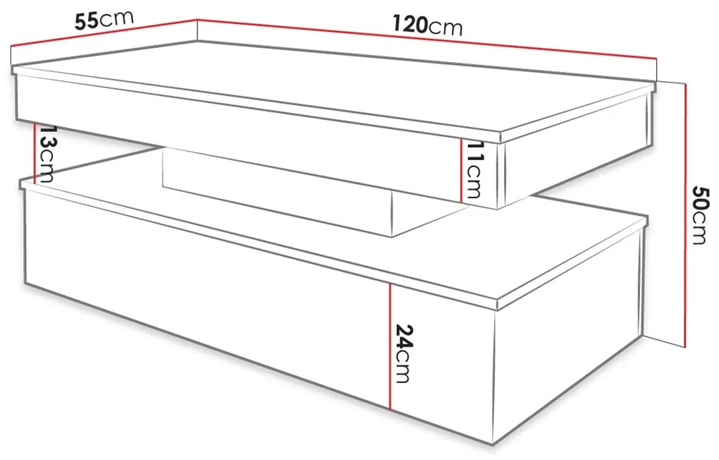 Масичка за кафе Glossa 2D с LED-Leuko-Leuko gualistero
