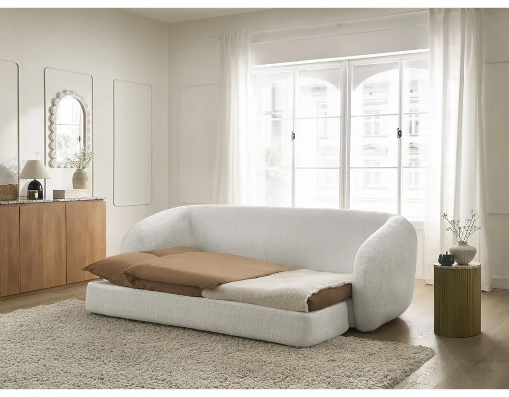 Бял шенилов сгъваем диван 228 cm Neyo – Bobochic Paris