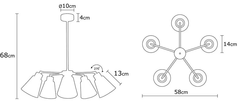 Висящо осветително тяло с метален абажур ø 58 cm Manavgat – Opviq lights