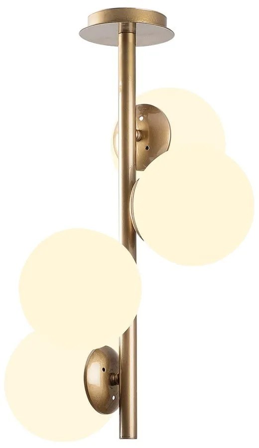 Бяло/в месингов цвят осветително тяло за таван със стъклен абажур ø 15 cm Faze – Opviq lights