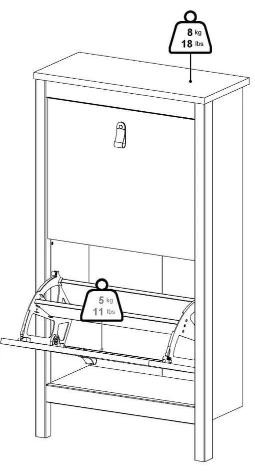 Сиво-бежова накланяща се стойка за обувки Madrid – Tvilum