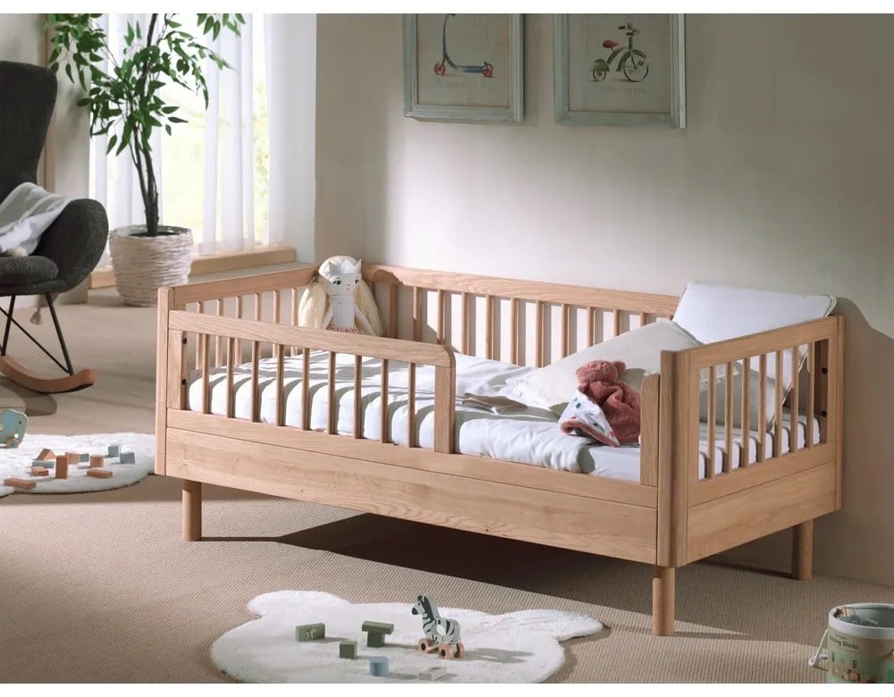 Детско креватче от масивен дъб в естествен цвят 70x140 cm Forrest – Vipack