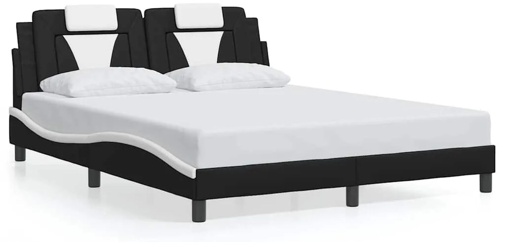 3208108 vidaXL Рамка за легло Viana без матрак, черна, бяла, 160x200см, изкуствена кожа