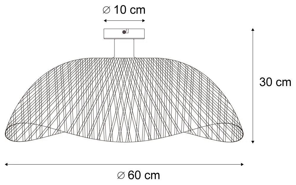 Таванно осветление в стил Арт Деко, черно бамбуково, 60 см - Alka