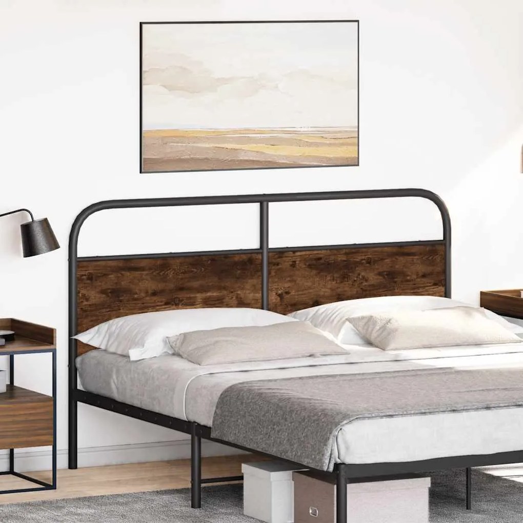 4100243 vidaXL Резервна табла за легло, опушен дъб, 150 см, стомана и инженерно дърво