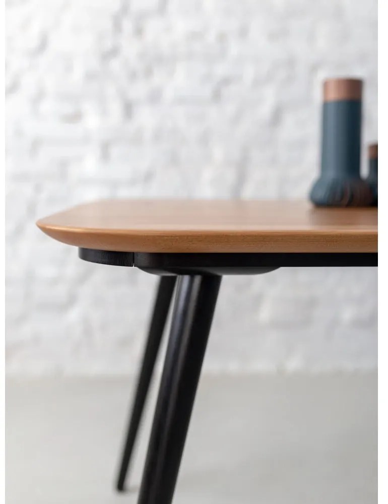 Трапезна маса от ясенова дървесина с черни крака , 180 x 90 cm Contrast - Ragaba