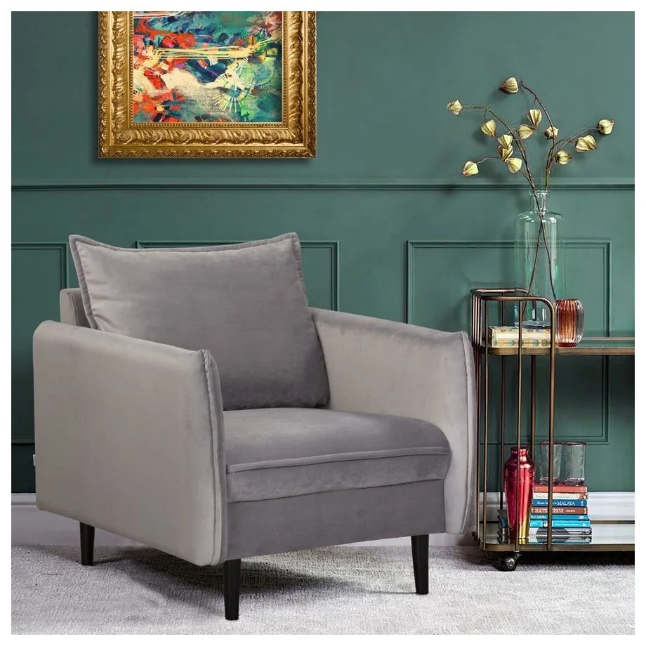 Сиво кадифено кресло Juli – Ropez