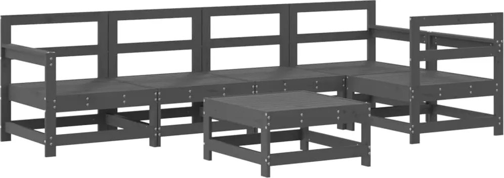 3186468 vidaXL Градински лаундж комплект, 6 части, сив, бор масив