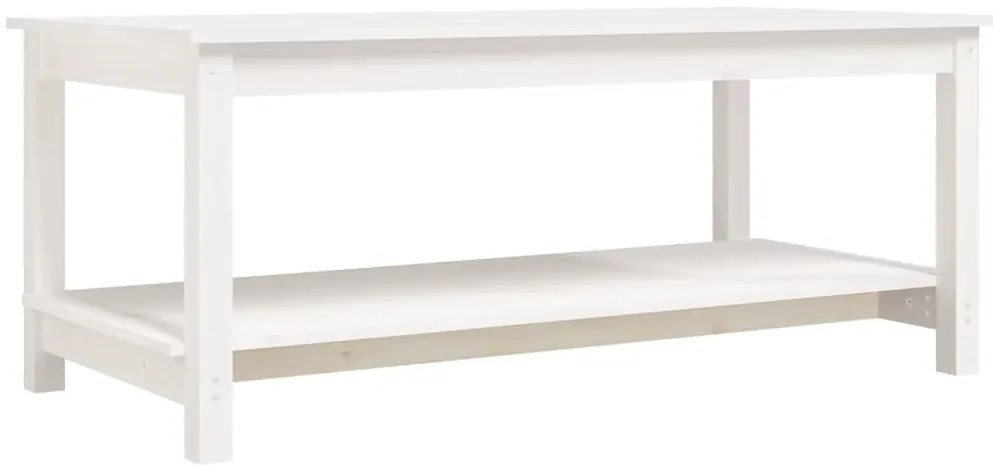 822273 vidaXL Кафе маса, бяла, 110x55x45 см, борово дърво масив