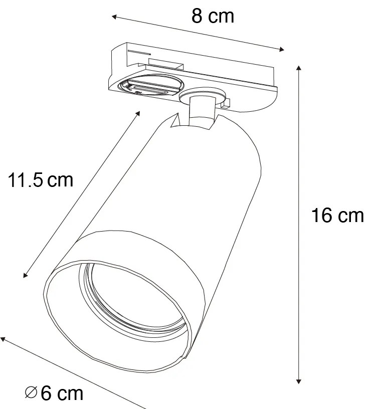 Модерен прожектор с димен пръстен за 1-фазна релсова система GU10 50mm - Iconic Jeana