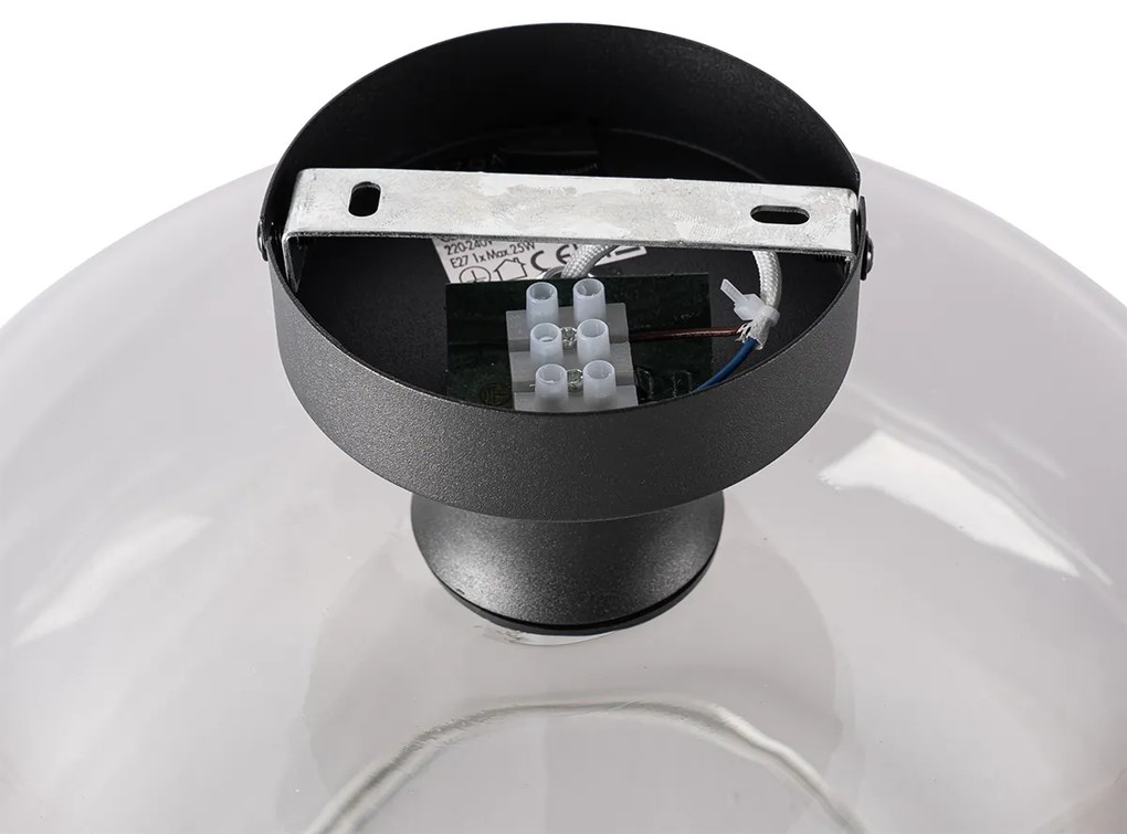 Таванна лампа в стил Арт Деко черна с димно стъкло - Bizle