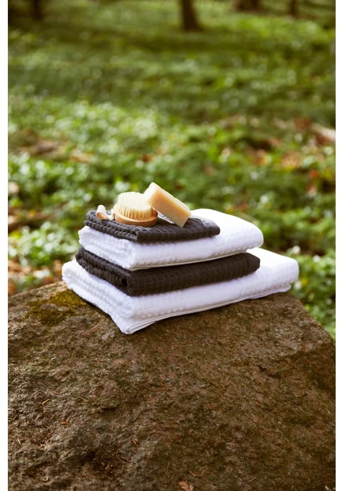 Бяла кърпа от органичен памук от тери 50x100 cm Check – JUNA