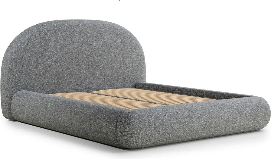 Сиво двойно легло 160x200 cm тапицирано с място за съхранение с включена подматрачна рамка Maumere – Maison de Rêve