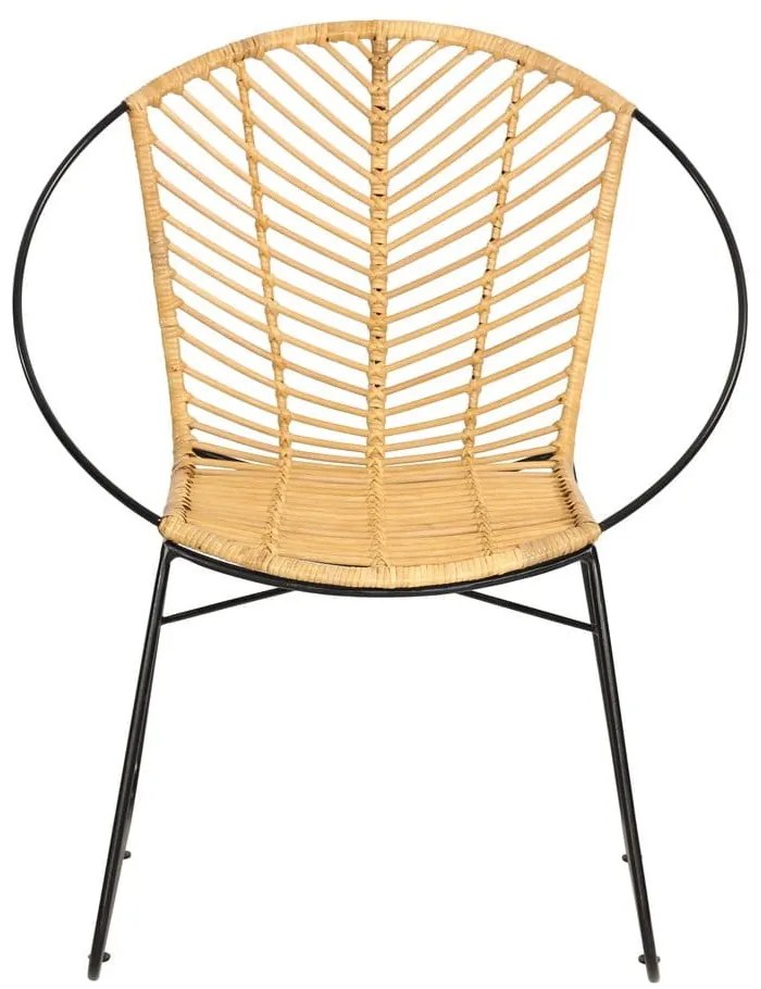 Комплект от 2 ратанови стола за хранене Carla и черна маса Strong - Bonami Essentials