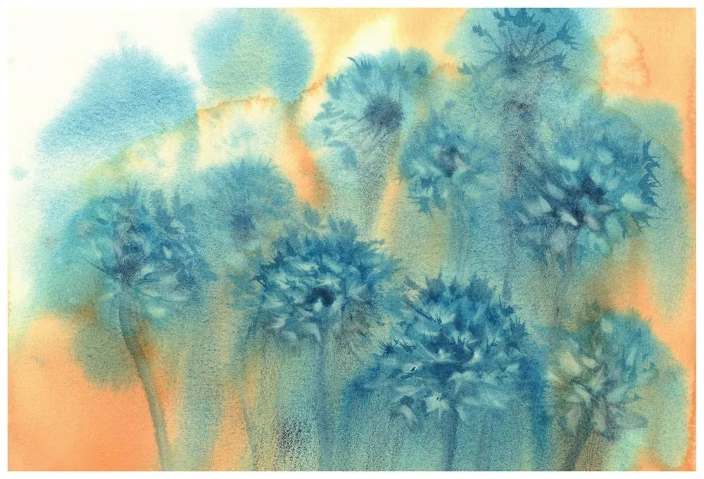 Самозалепващ тапет – Синьо глухарче в акварел