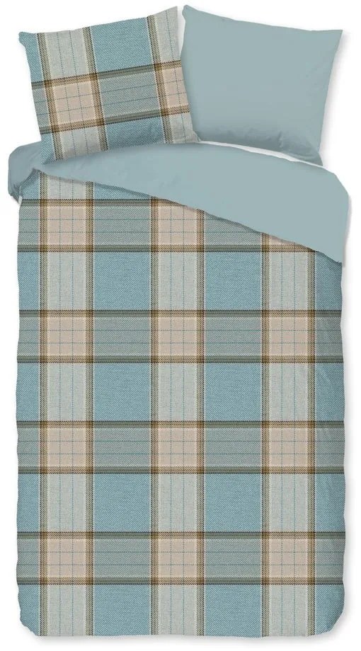 Синьо единично удължено фланелено спално бельо 140x220 cm Jacco – Good Morning