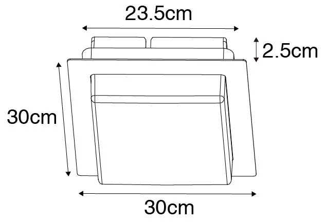 Модерен плафон черен квадрат с LED IP44 - Lys