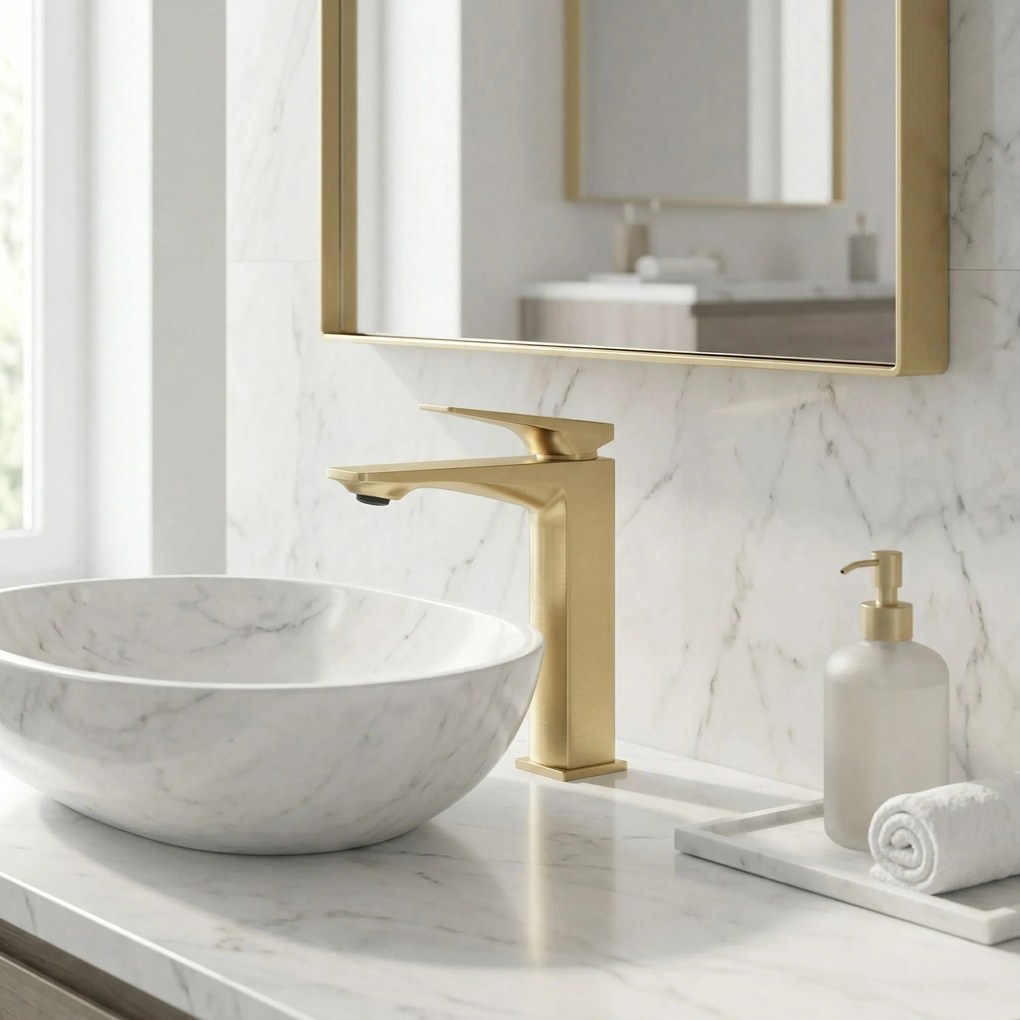 Смесител за мивка PREMIUM Rea Prime Brush Gold Low