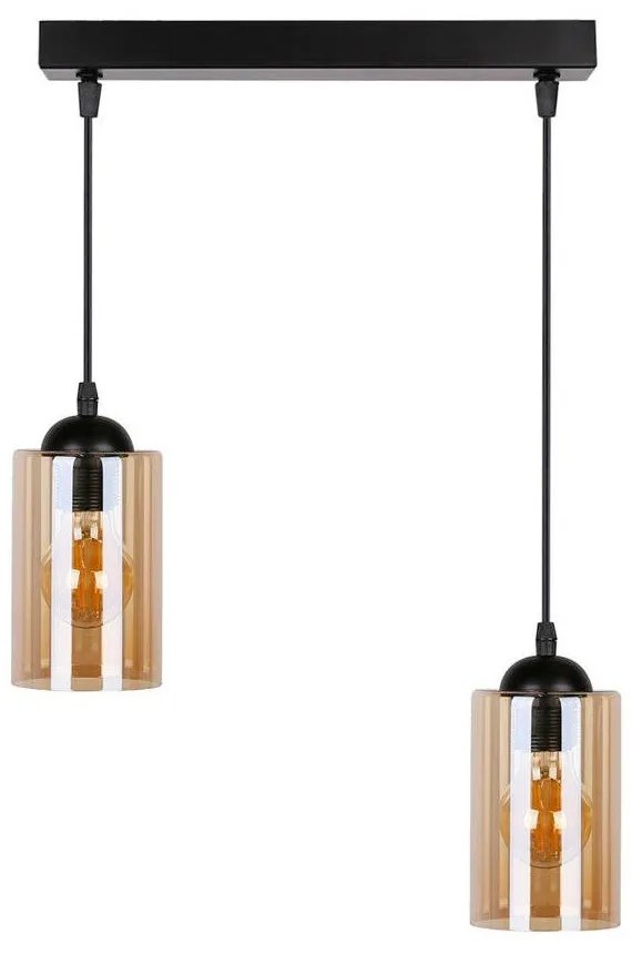 Черна висяща лампа със стъклен абажур 10x34 cm Bistro - Candellux Lighting