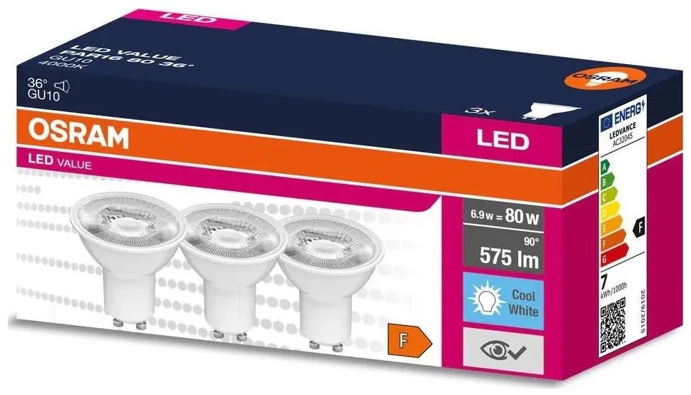 К-кт 3x LED Крушка PAR16 GU10/6,9W/230V 4000K - Osram