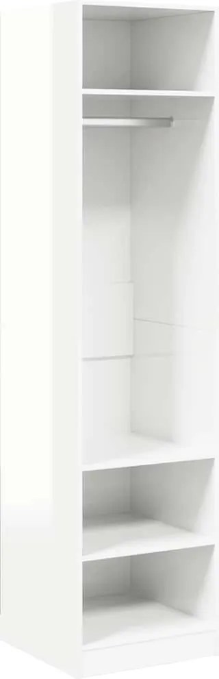800240 vidaXL Гардероб, бял гланц, 50x50x200 см, инженерно дърво