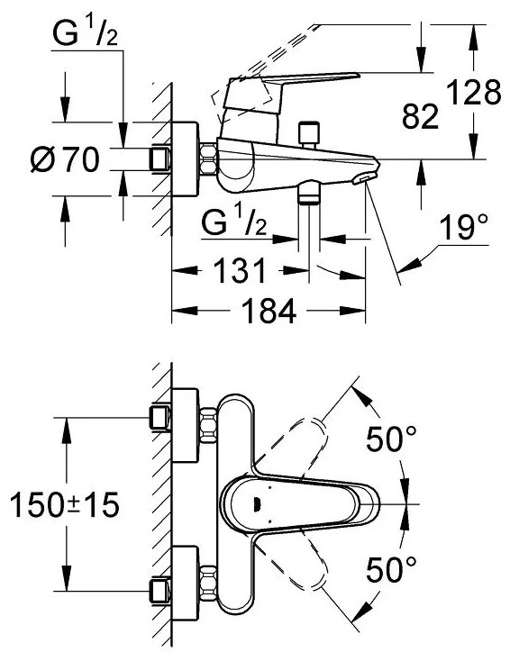 Кран за баня основно тяло Eurodisc Cosmopolitan