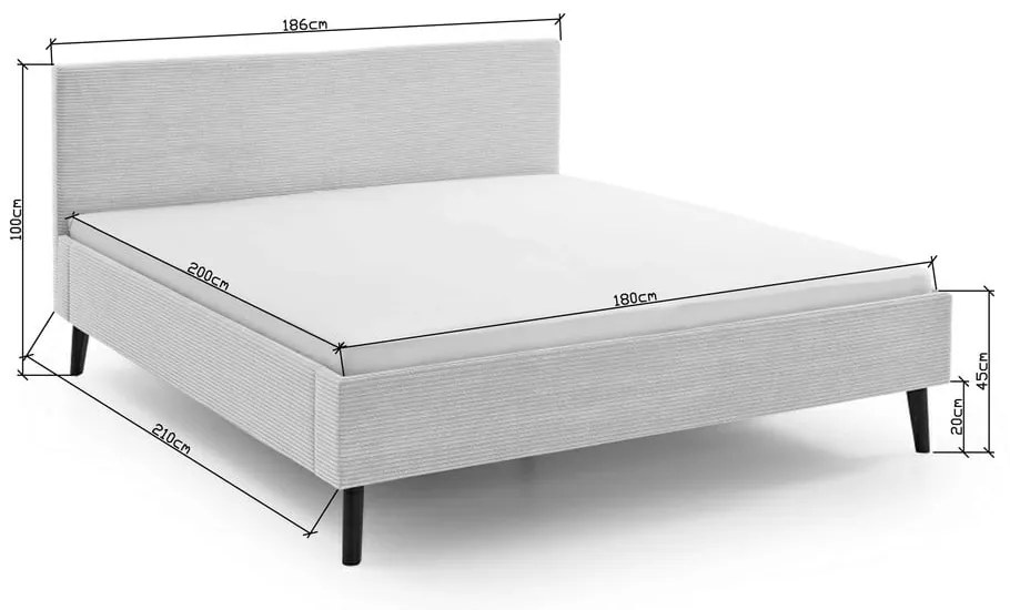 Бежово двойно легло 180x200 cm тапицирано без ламелно дъно Avola – Meise Möbel