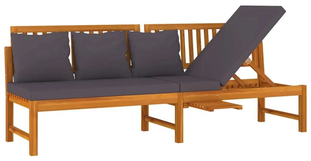 312145 vidaXL Дневно легло със сиви възглавници 200x60x75 см масивна акация
