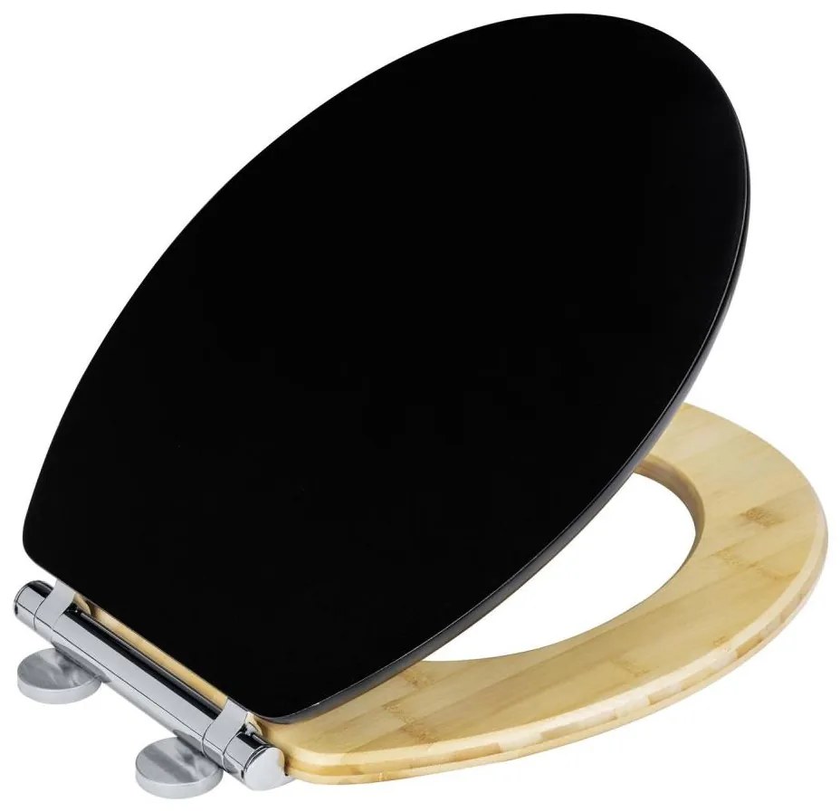 WENKO 25772100 - Тоалетна седалка BAMBUZA 37x44 cm черна/кафява/лъскав хром