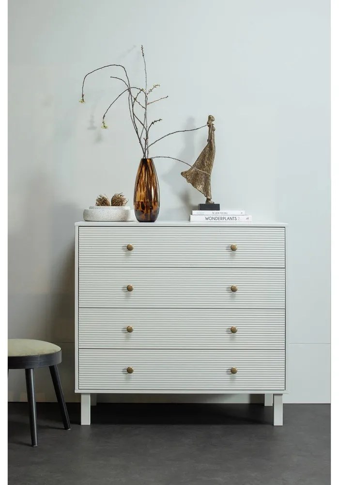 Светлосив нисък скрин от борова дървесина 94x91 cm Madu - WOOOD