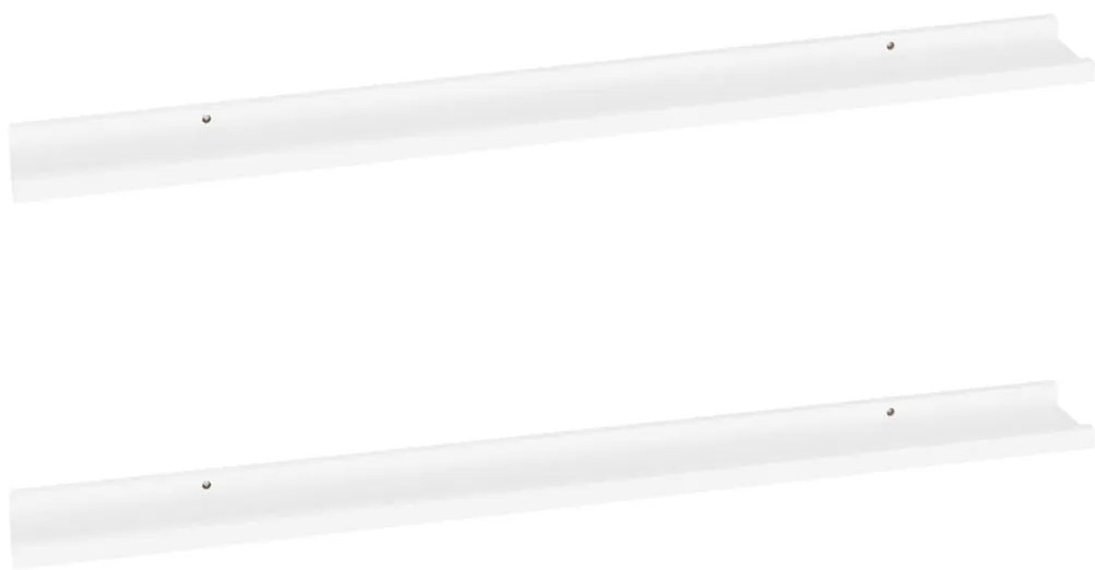 326658 vidaXL Стенни рафтове, 2 бр, бели, 100x9x3 см