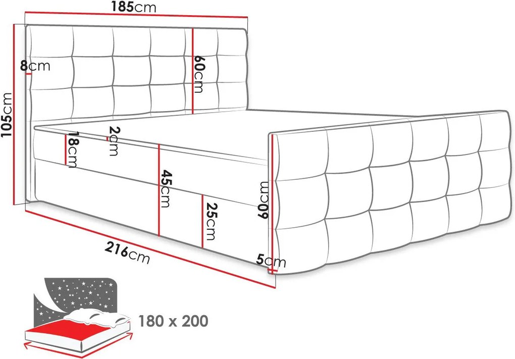 Тапицирано легло Milano II-Tirkouaz-180 x 200