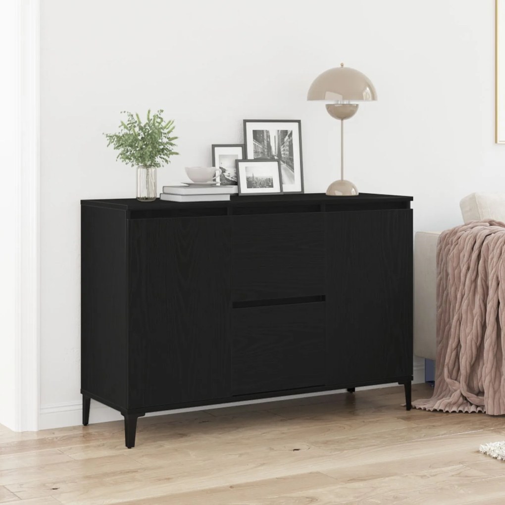 Sonata H Сайдборд Черен Дъб 104x35x70 см Инженерна Дървесина