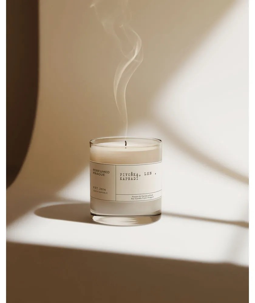 Ароматна свещ от соев восък време на горене 40 час #68 Peony, Linen, Fern – Perfumed Prague