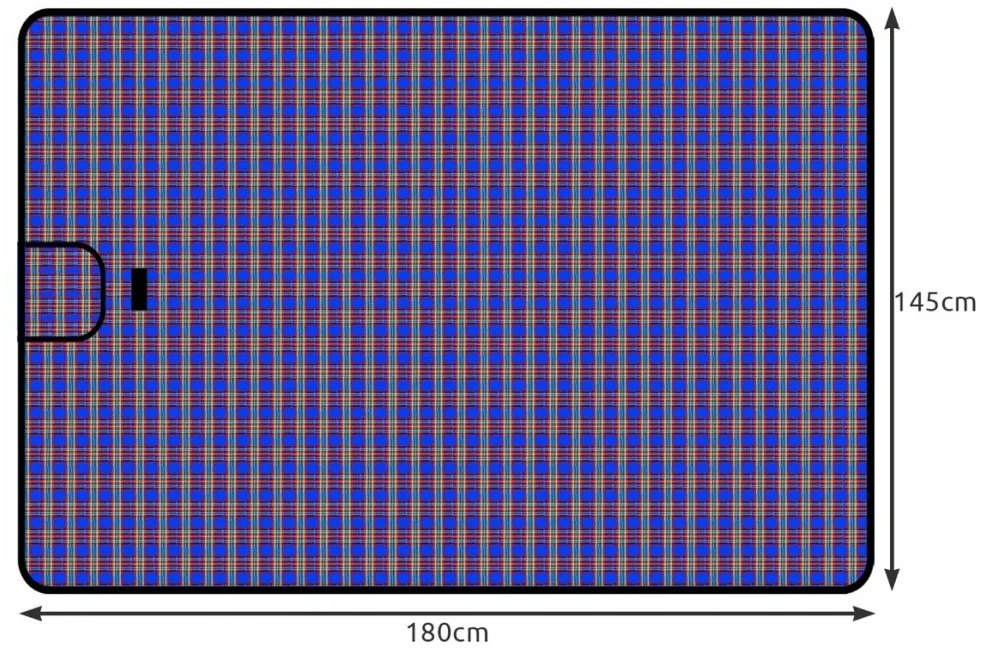 Одеяло за пикник с кариран десен 145 x 180 cm - синьо | Широчина: 145 см | Дължина: 180 см