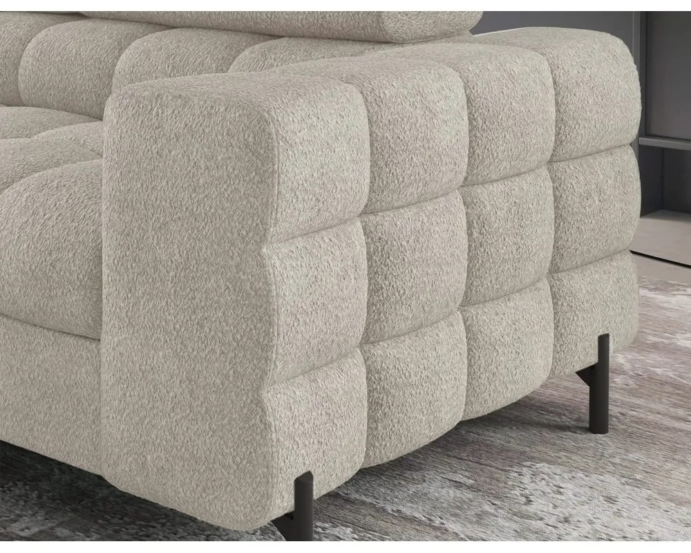 Кремав разтегателен ъглов диван с място за съхранение от букле (ляв ъгъл L форма) Ferucce – ELTAP