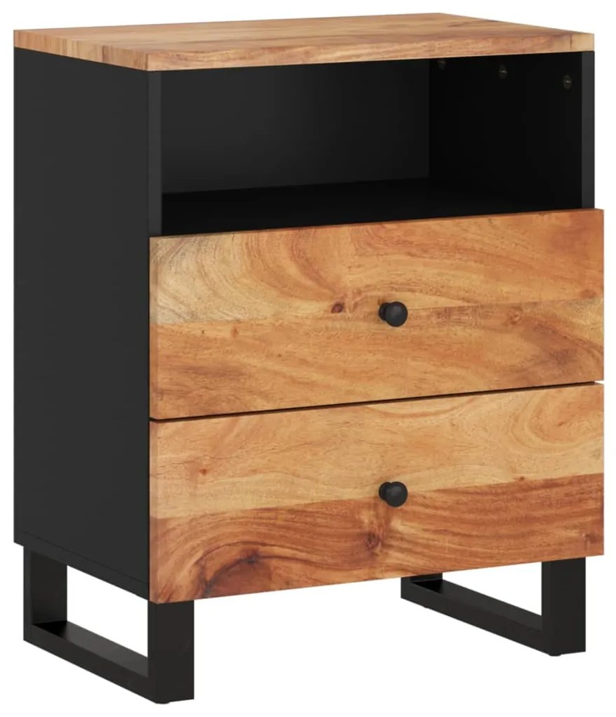 350665 vidaXL Нощно шкафче 50x33x62 см масивна акация и инженерно дърво
