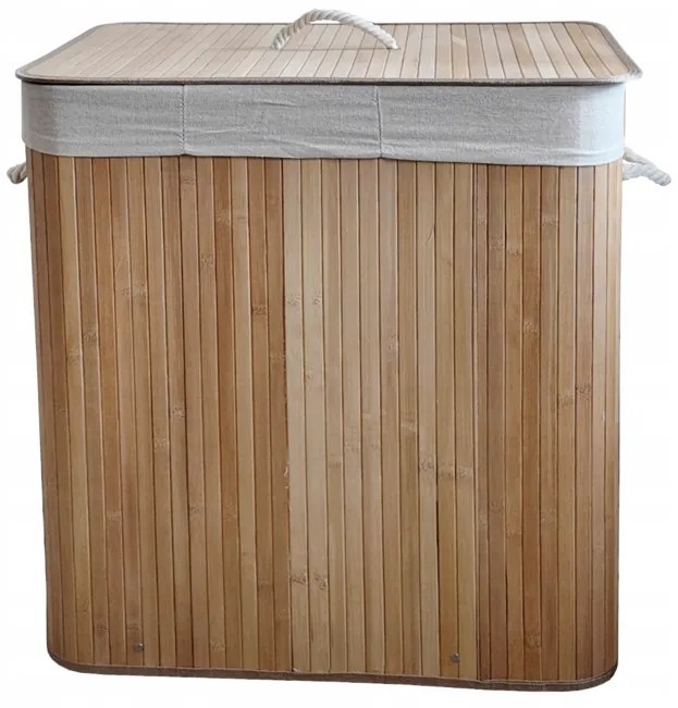 Бамбуков кош за пране - 3 камери, 150 л Eстествен