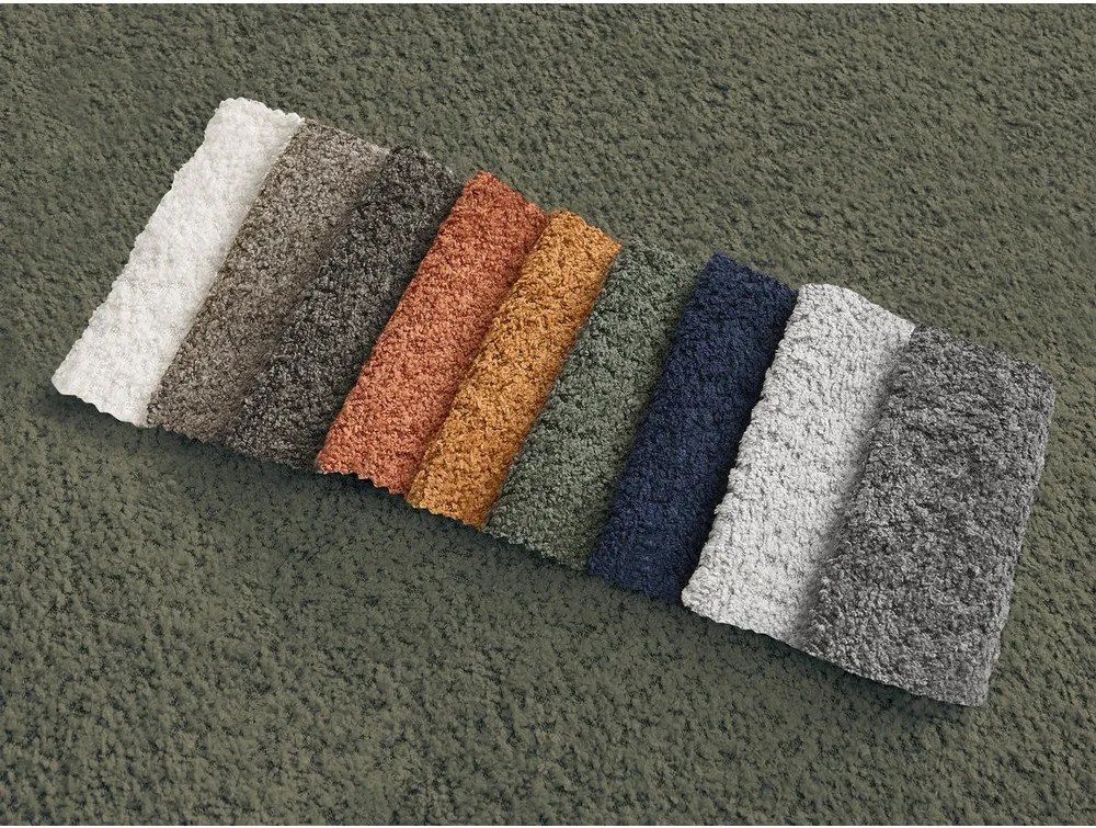 Зелен ъглов диван от прежда с примки от букле (десен ъгъл) Azra – Bobochic Paris