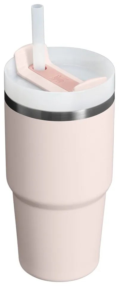 Светлорозов термос със сламка от неръждаема стомана 600 ml Quencher H2.0 FlowState Tumbler Rose Quartz – Stanley