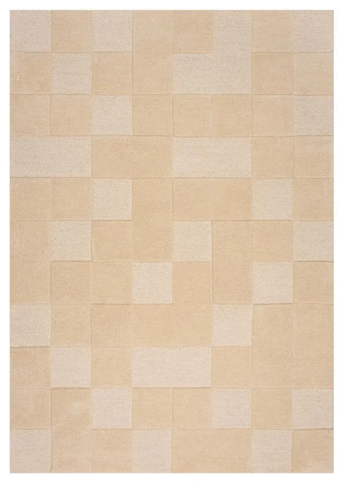 Бежов вълнен килим 170x120 cm Checkerboard - Flair Rugs