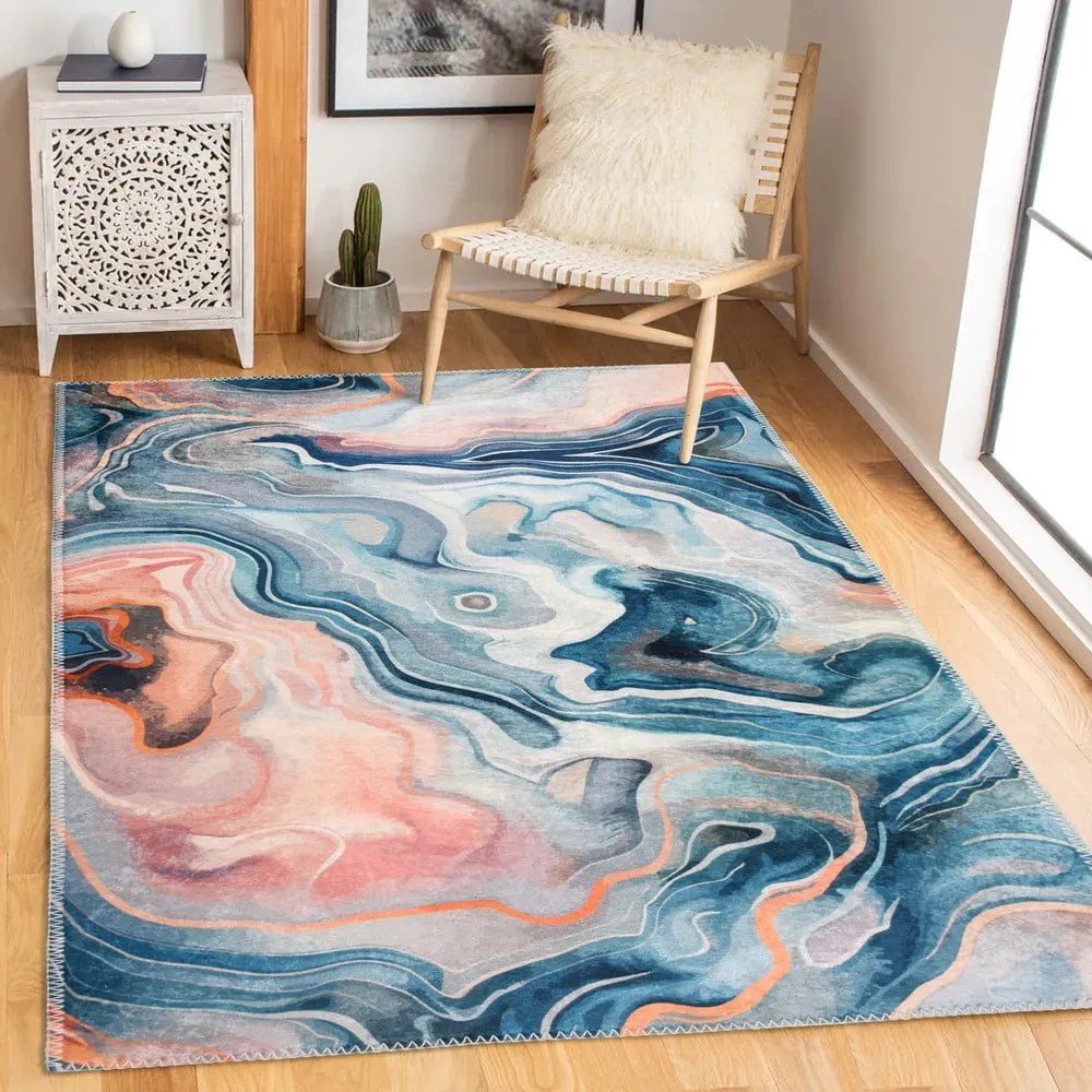 Синьо-розов килим подходящ за пране 60x100 cm Colors of Joy – Vitaus