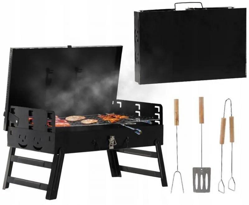 Градински грил с регулируеми рафтове 43 x 23 x 40 cm