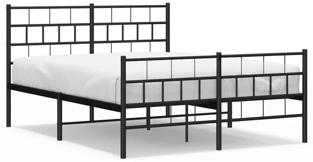 355679 vidaXL Метална рамка за легло с горна и долна табла, черна, 150x200 см