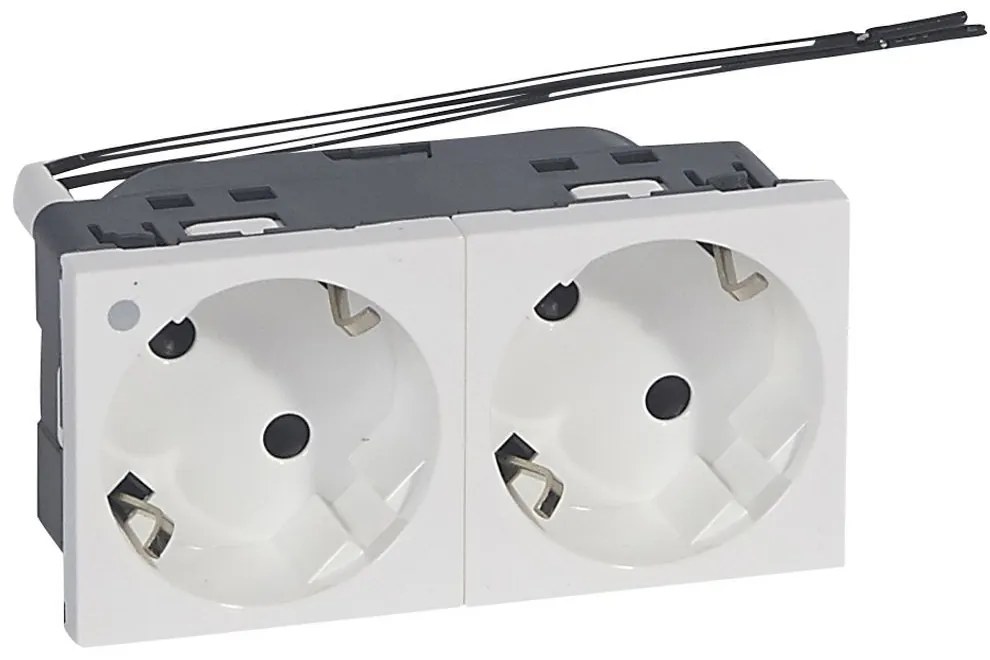 Legrand 077290 Блок контакт шуко 2Х2Р+Е под ъгъл 45° с индикатор, автоматични клеми, бял Mosaic ,  - 077290